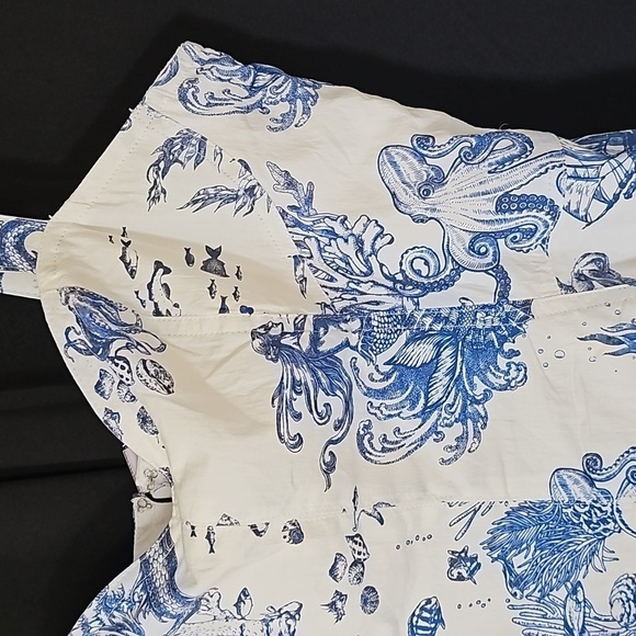 " wall paper dress " nautical,  ocean, mermaid, beach, aquatic. - Picture 2 of 7